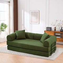 Folding Sofa Bed, 63" Convertible Couch Bed with 2 Pillows, Fold Out Couch, Foam Spring Floor Mattress, Futon Couch for Living Room, Office, Apartment