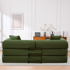 Folding Sofa Bed, 63" Convertible Couch Bed with 2 Pillows, Fold Out Couch, Foam Spring Floor Mattress, Futon Couch for Living Room, Office, Apartment