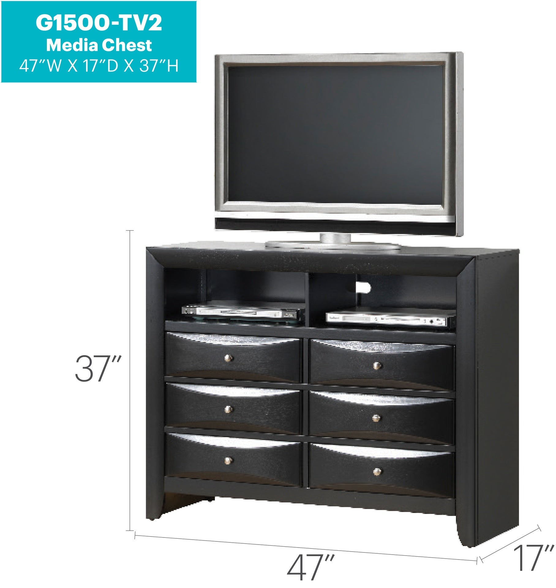 Marilla G1500-TV2 Media Chest , Black