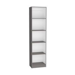 Home Xs Bookcase with 5-Tier Shelves and Slim Design -Matt Gray / White -Office