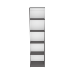 Home Xs Bookcase with 5-Tier Shelves and Slim Design -Matt Gray / White -Office