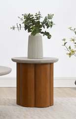 Evenlyn Faux Concrete Top & Walnut Finish End Table