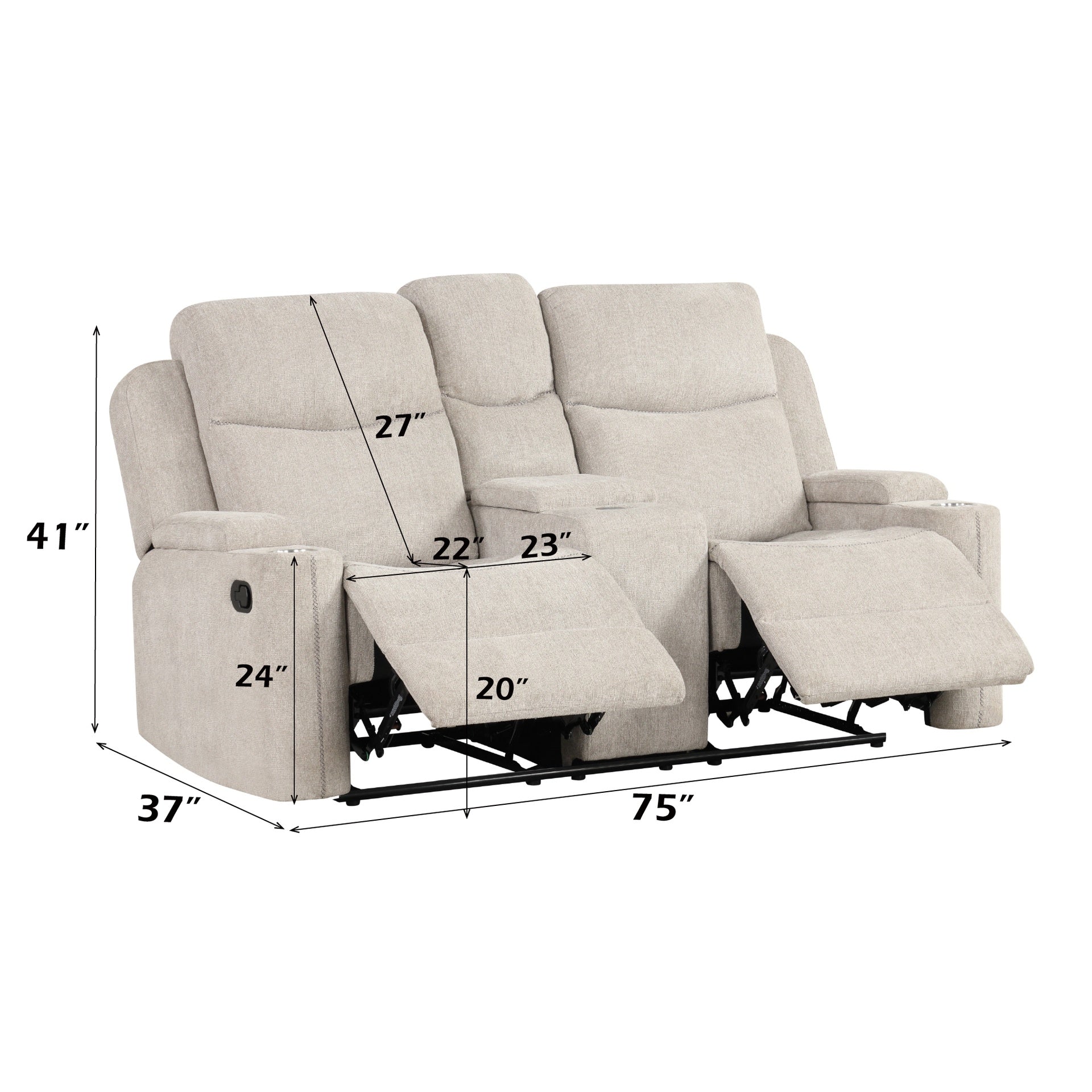 Galya 3 Pcs Light Gray Chenille Living Room Set (Sofa, Loveseat, Chair)