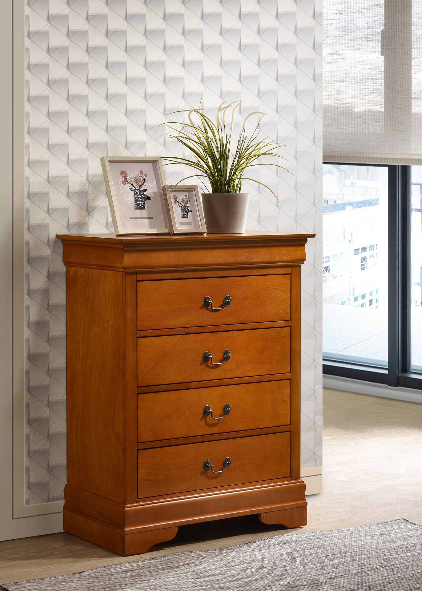 Louis Phillipe G3160-BC 4 Drawer Chest , Oak