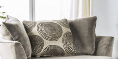 Gray Finish Transitional Style Swivel Round Chair T-Cushion Seating Fitted Back Pillow Flared Arms Pillow Included