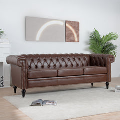 83.66 Inch Width Traditional  Square Arm removable cushion 3 seater Sofa