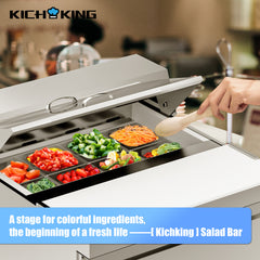 27" W 1 Door Refrigerator Sandwich Salad Prep Table Commercial Stainless Steel Fan Cooling Refrigerator with Cutting Board, 1 Shelves & 8 Pans for Restaurant, Bar, Shop-7.4 Cu.ft