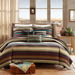 Reversible Quilt Set with Throw Pillows Multi Full/Queen
