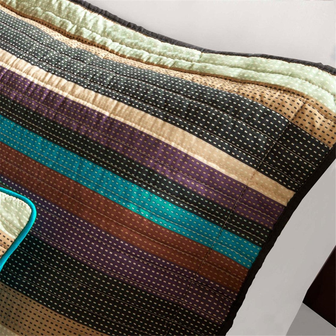 Reversible Quilt Set with Throw Pillows Multi Full/Queen