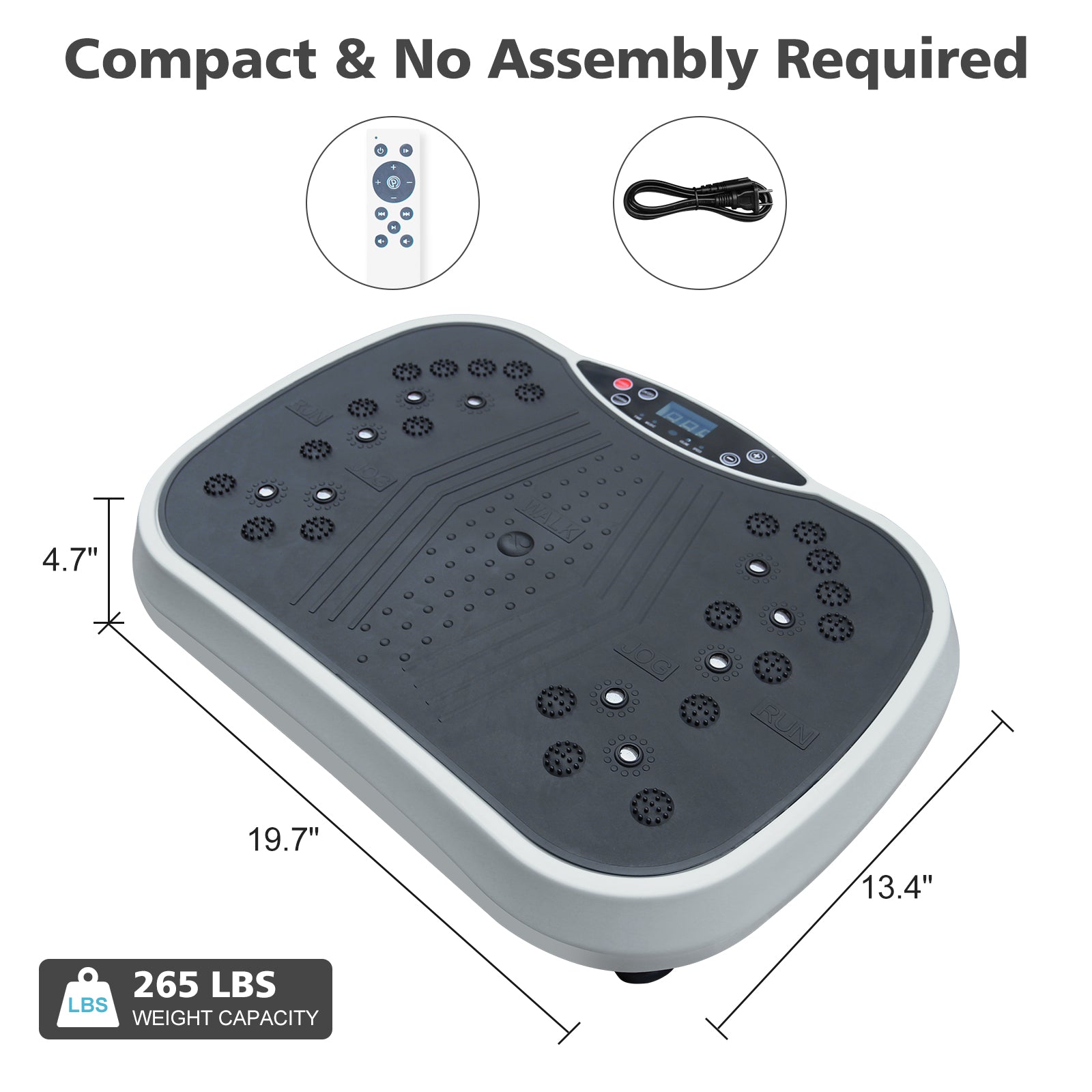 Vibration Plate Exercise Machine - Whole Body Workout Vibration Fitness Platform, Home Training Equipment for Weight Loss & Toning Grey