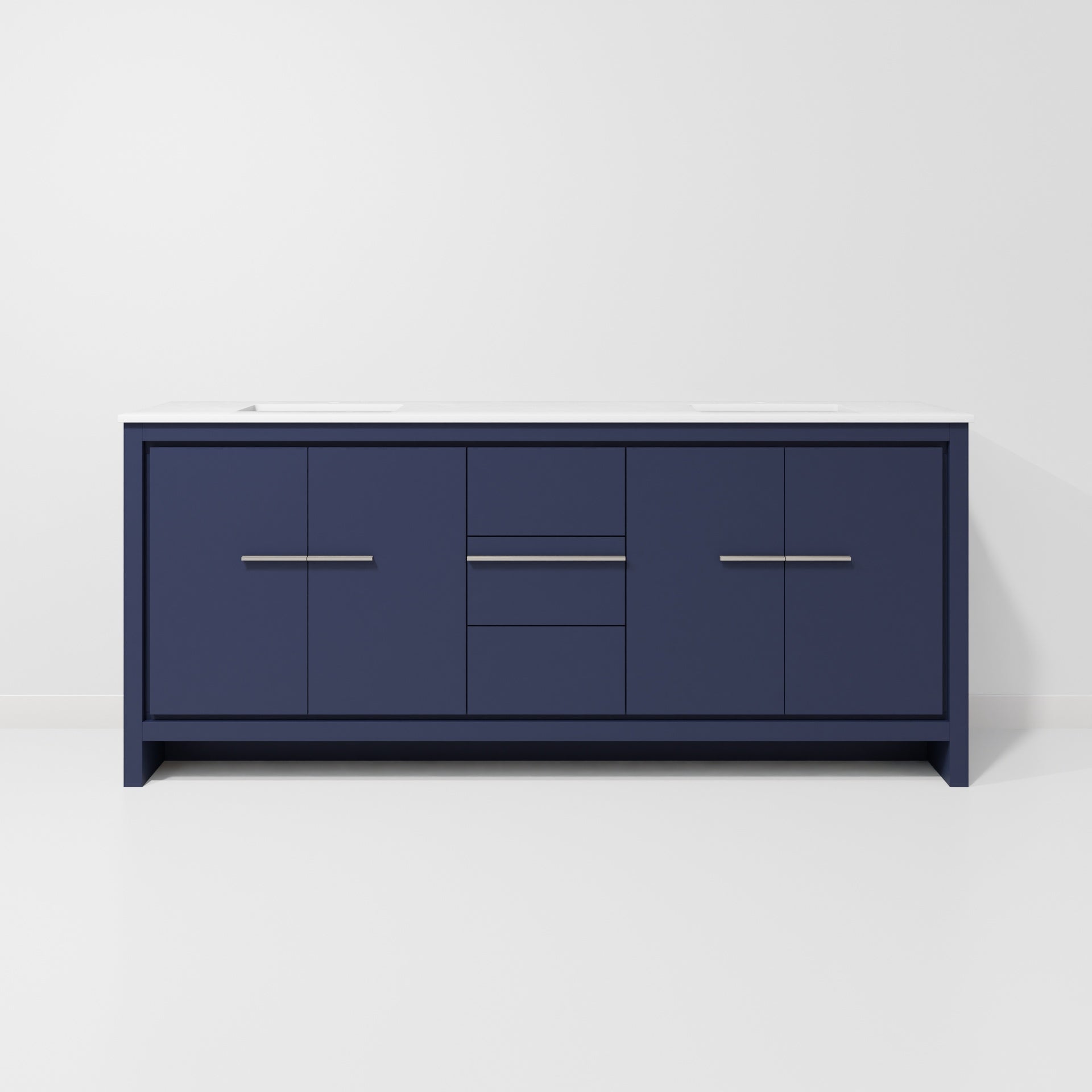 Navy Blue Double Bath Vanity 80 in. W x 20 in. D, with Cultured Marble Top
