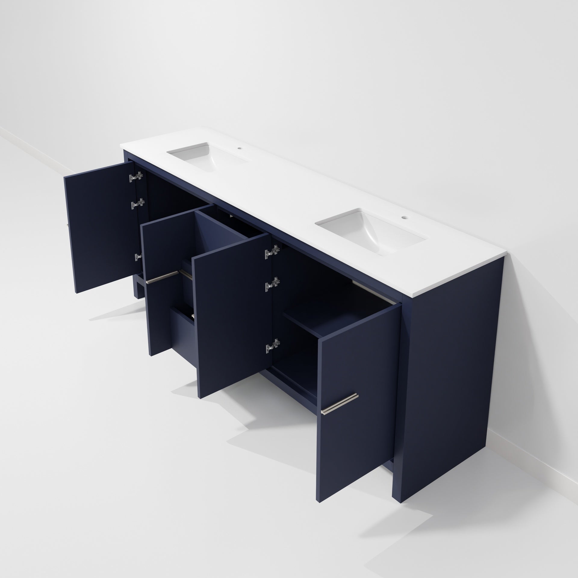 Navy Blue Double Bath Vanity 80 in. W x 20 in. D, with Cultured Marble Top