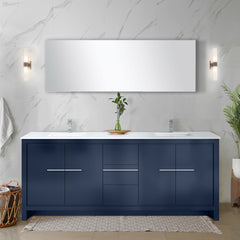 Navy Blue Double Bath Vanity 80 in. W x 20 in. D, Cultured Marble Top and Chrome Faucet Set