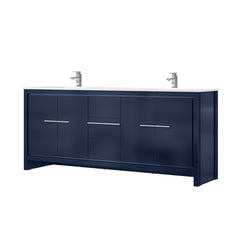 Navy Blue Double Bath Vanity 80 in. W x 20 in. D, Cultured Marble Top and Chrome Faucet Set