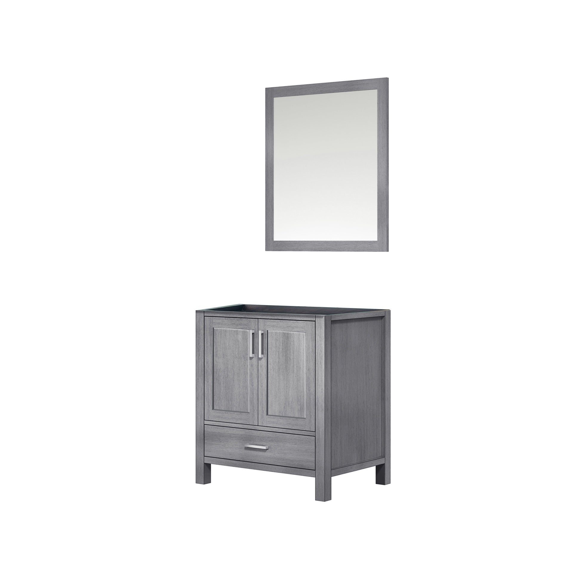 Distressed Grey Bath Vanity 30 in. W x 22 in. D, and 28 in. Mirror