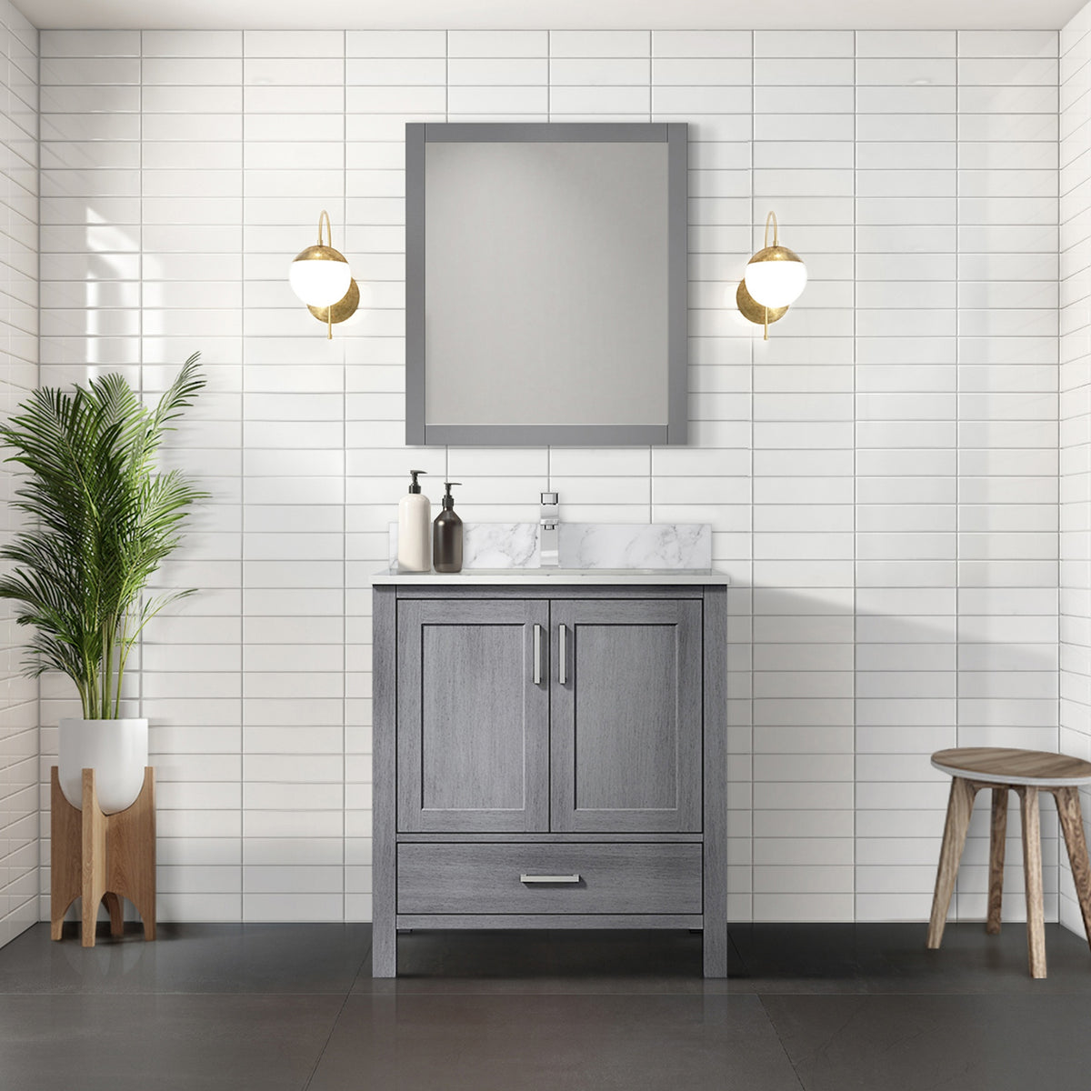 Distressed Grey Bath Vanity 30 in. W x 22 in. D