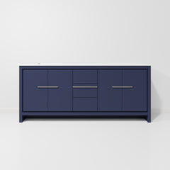 Navy Blue Double Bath Vanity 80 in. W x 20 in. D, with White Quartz Top