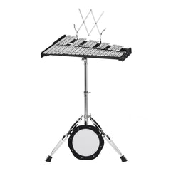 32 Note Glockenspiel Xylophone Bell Kit, Professional Percussion Instrument Set with Mallets, Drum Sticks, Music Stand,  8" Practice Pad, Adjustable Stand and Carrying Bag for Students & Adults
