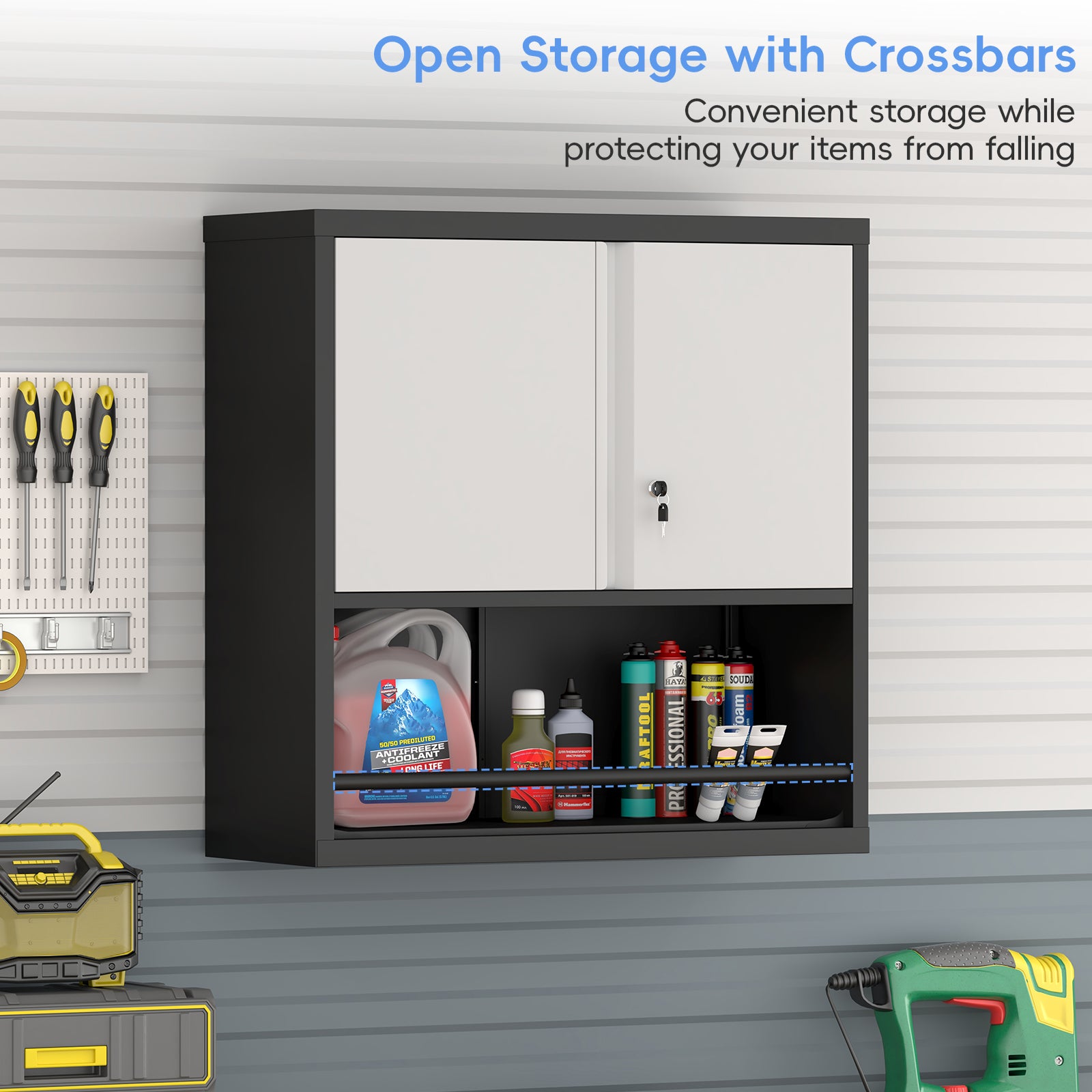 Metal Adjustable 2 Doors Metal Storage Cabinet Kitchen Pantry Cabinet With Adjustable Shelves Tall Steel Cabinet Locker For Kitchen, Living Room, Dining Room And Office