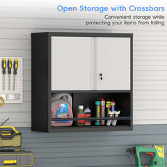 Metal Adjustable 2 Doors Metal Storage Cabinet Kitchen Pantry Cabinet With Adjustable Shelves Tall Steel Cabinet Locker For Kitchen, Living Room, Dining Room And Office