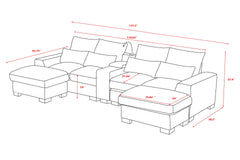 Modern Sectional Sofa Couch with Console,USB Charging Port,Reading Light,Cup Holder, Light Grey
