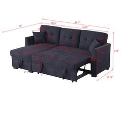 Sectional Sofa Bed, Dark Blue