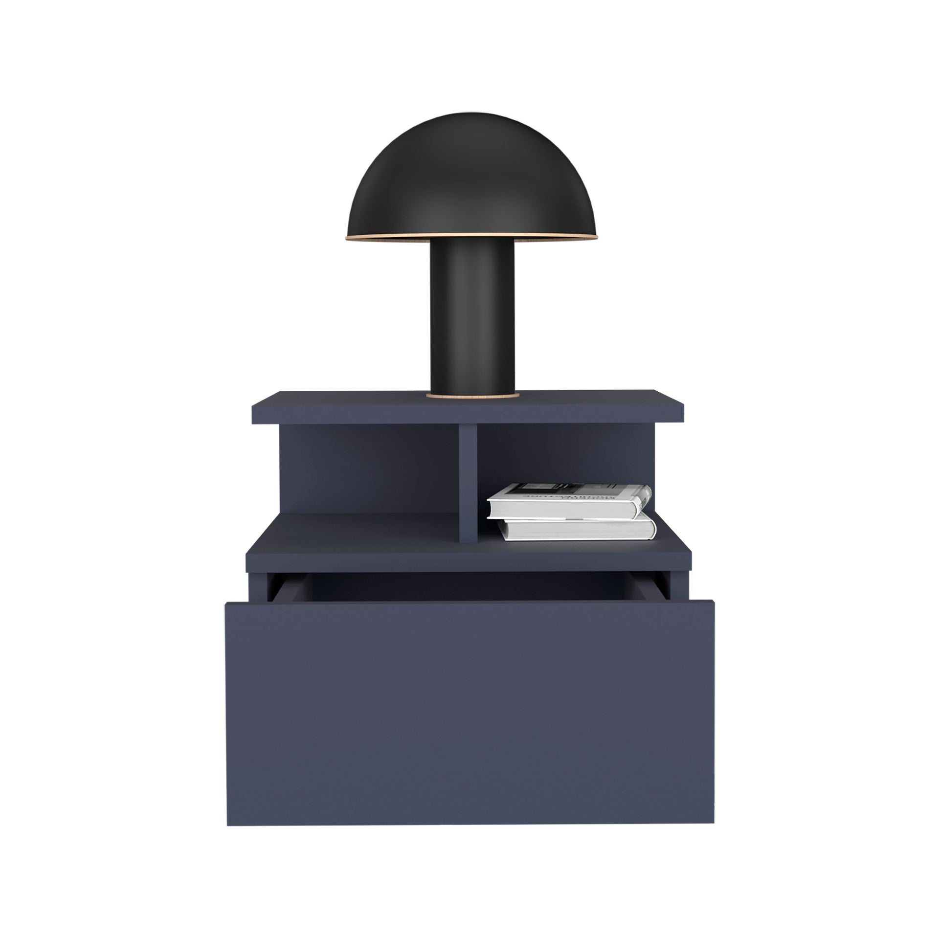 Nightstand 11.6" H, 1 Drawer, 3 Shelves, Alby Blue - Bedroom