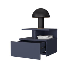 Nightstand 11.6" H, 1 Drawer, 3 Shelves, Alby Blue - Bedroom