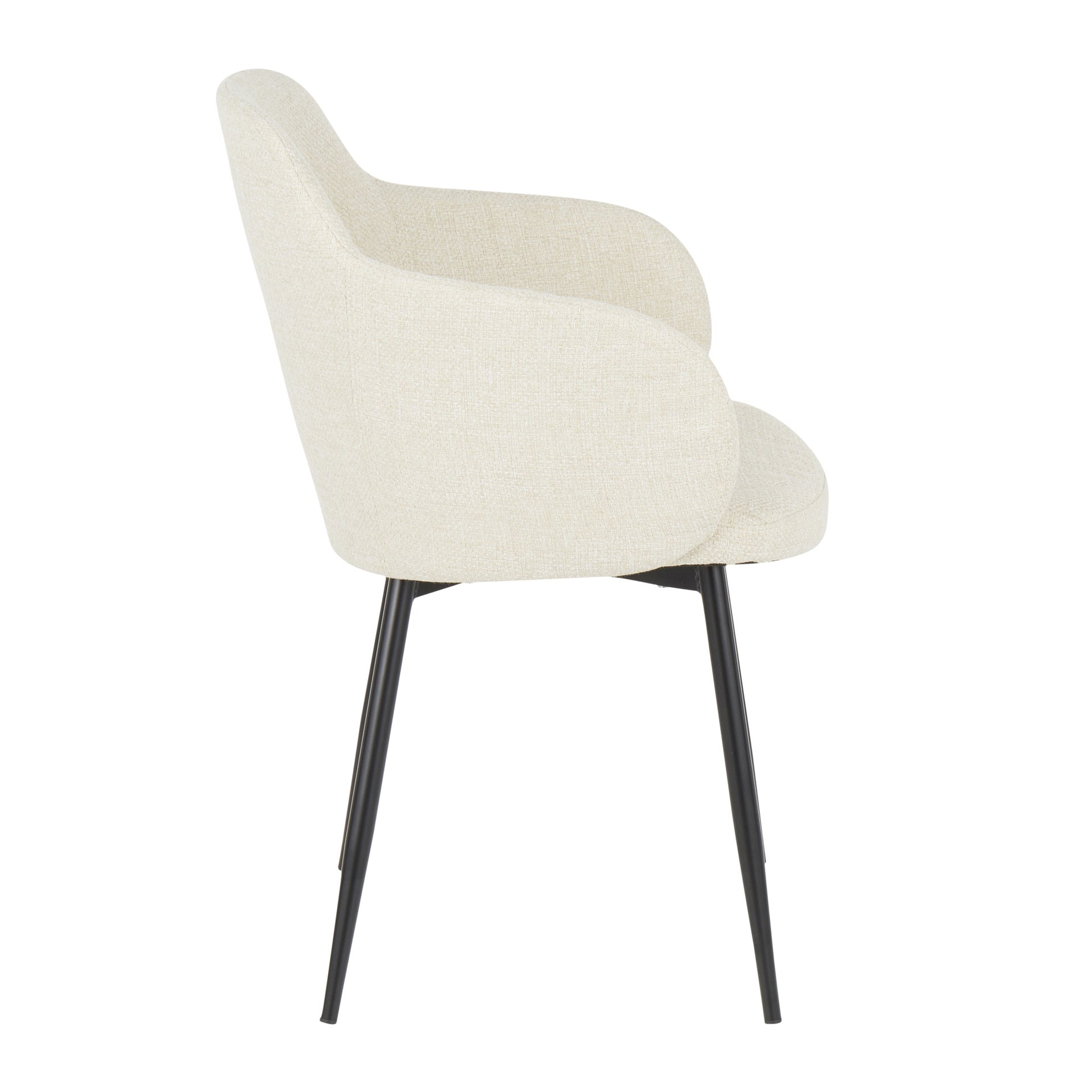 Boyne Contemporary Accent Chair in Black Metal and Cream Fabric by LumiSource - Set of 2