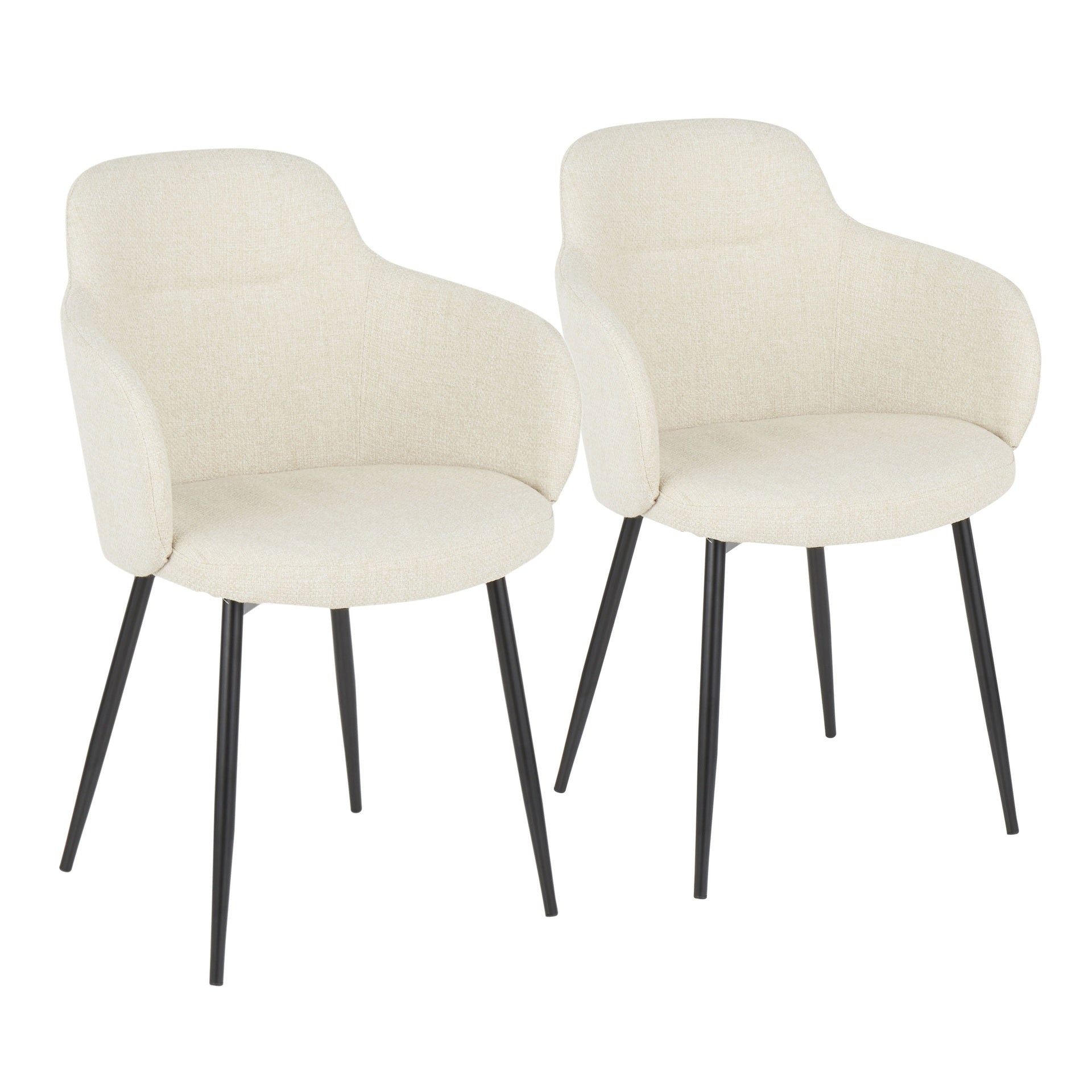 Boyne Contemporary Accent Chair in Black Metal and Cream Fabric by LumiSource - Set of 2