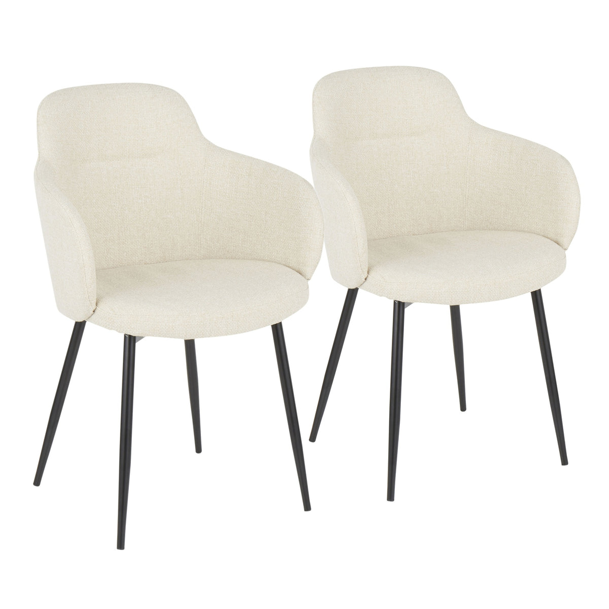 Boyne Contemporary Accent Chair in Black Metal and Cream Fabric by LumiSource - Set of 2