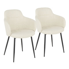 Boyne Contemporary Accent Chair in Black Metal and Cream Fabric by LumiSource - Set of 2