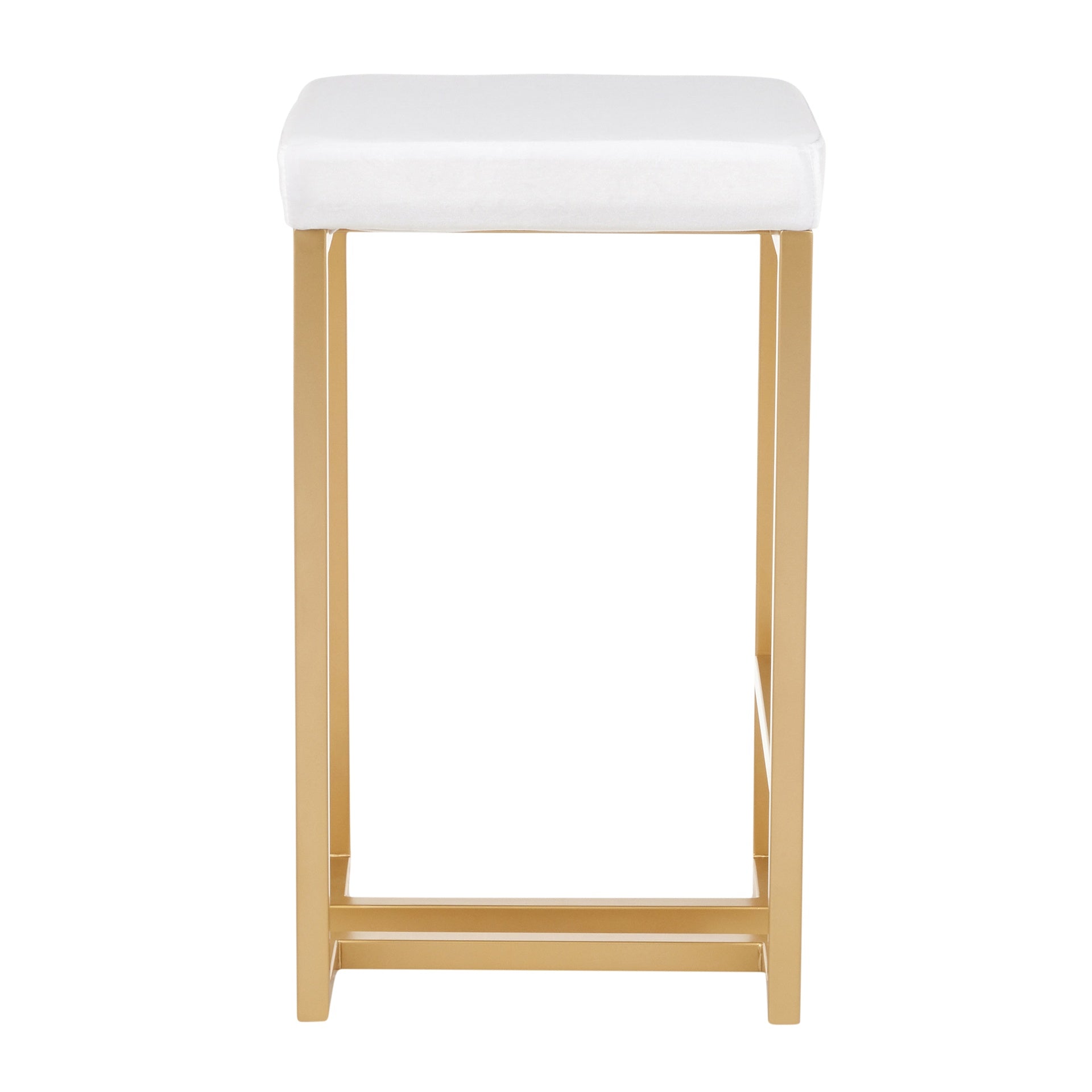 Midas 26" Contemporary-glam Counter Stool in Gold with White Velvet Cushion by LumiSource - Set of 2