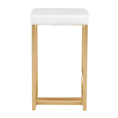 Midas 26" Contemporary-glam Counter Stool in Gold with White Velvet Cushion by LumiSource - Set of 2