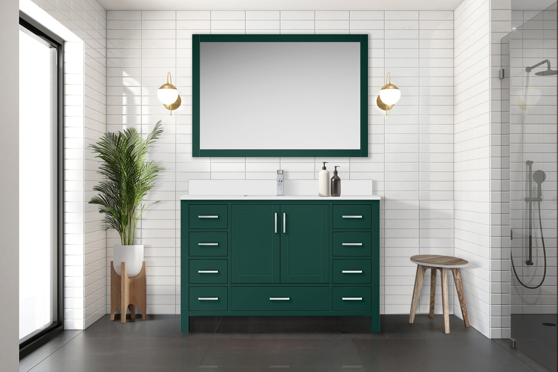 Green Bath Vanity 48 in. W x 22 in. D, with Cultured Marble Top