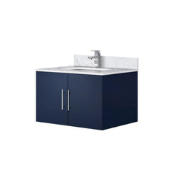 Navy Blue Bath Vanity 30 in. W x 22 in. D, Carrara Marble Top, and Faucet Set