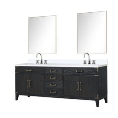 Brown Oak Double Bath Vanity 84 in. W x 22 in. D