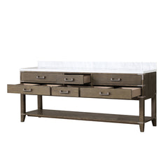 Grey Oak Double Bath Vanity 84 in. W x 22 in. D, with Carrara Marble Top