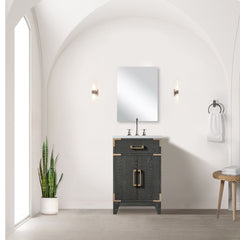 Black Oak Single Bath Vanity 20 in. W x 18 in. D, Acrylic Top, and Faucet Set