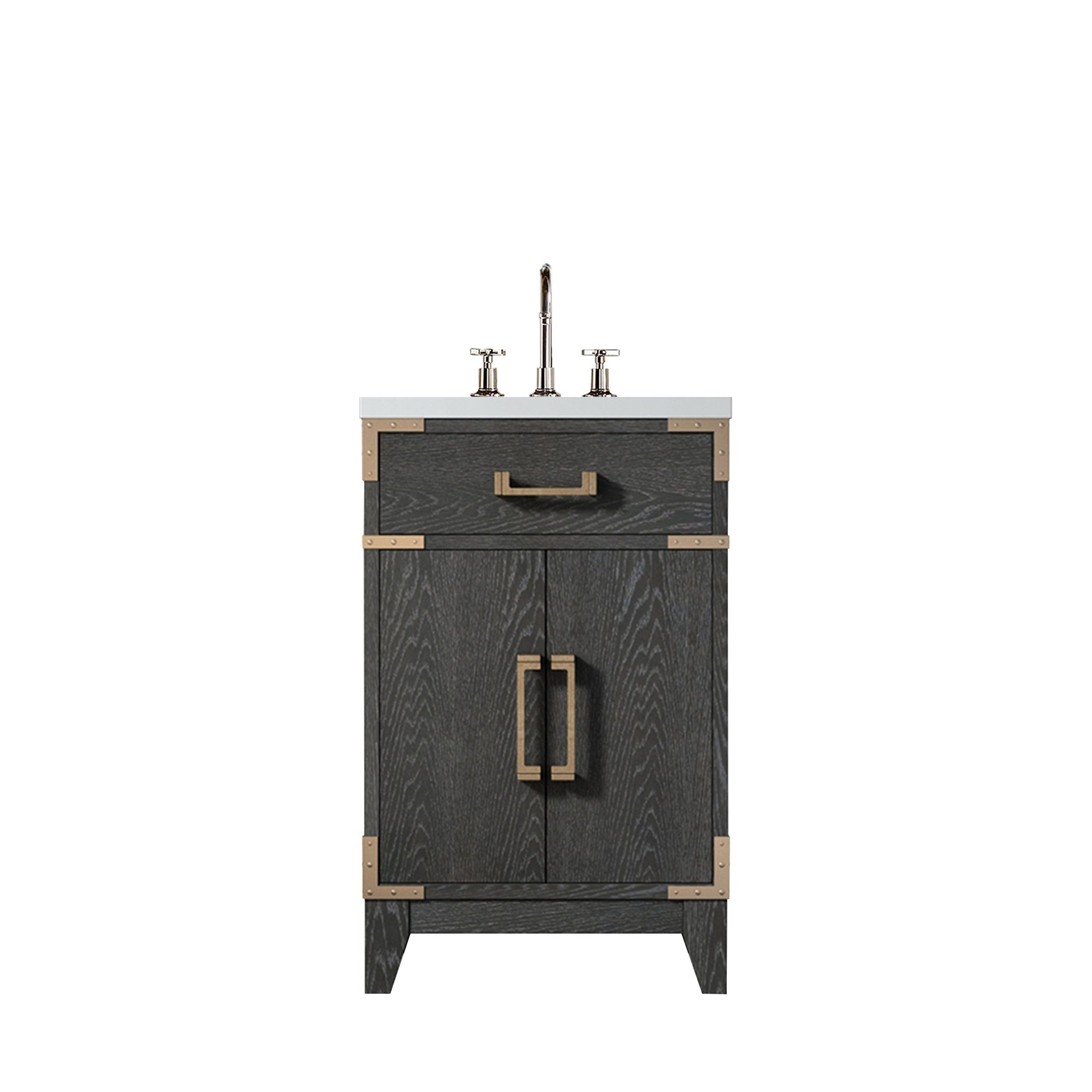 Black Oak Single Bath Vanity 20 in. W x 18 in. D, Acrylic Top, and Faucet Set