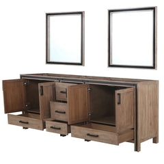Rustic Barnwood Double Bath Vanity 84 in. W x 22 in. D, and 34 in. Mirrors