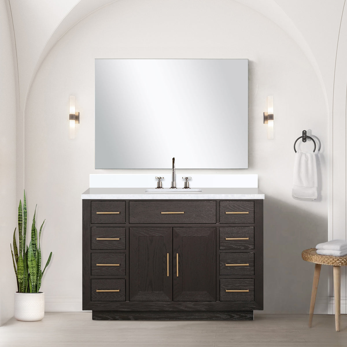 Brown Oak Single Bath Vanity 48 in. W x 22 in. D
