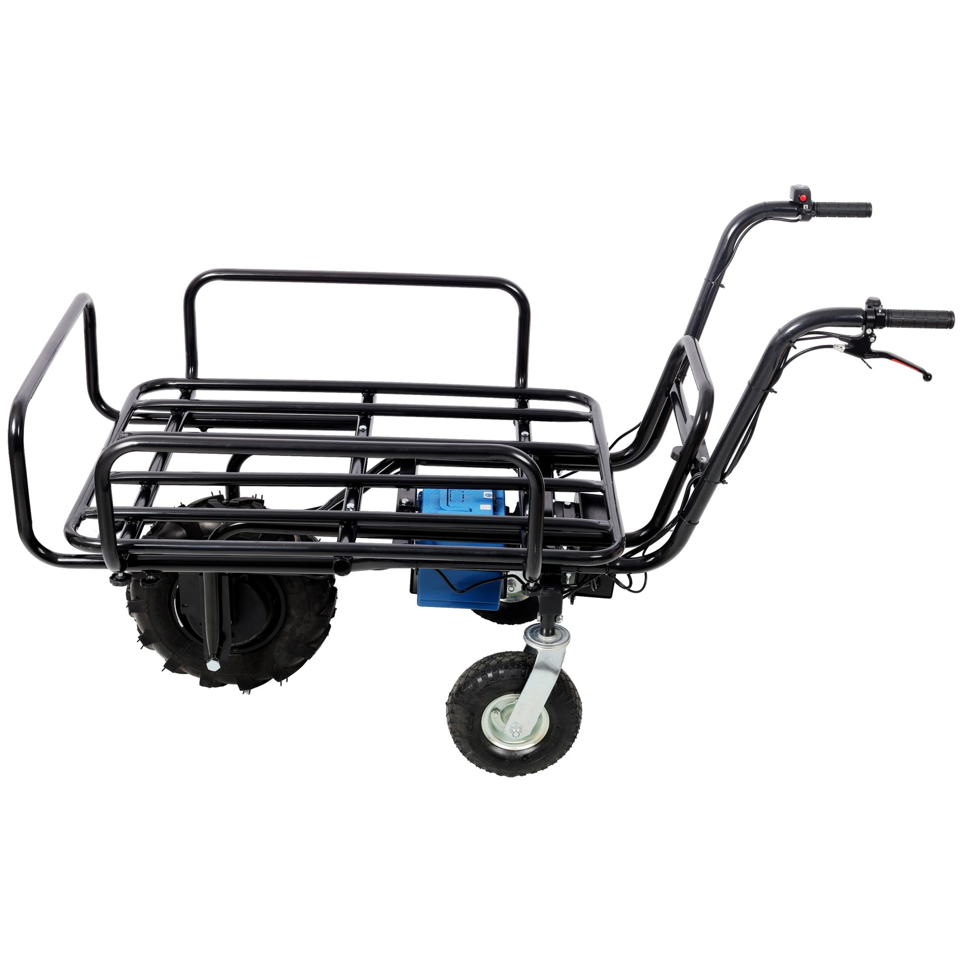 Electric Transportation Cart, 24V DC 350W Motor Powered Utility Garden Wagon Dump Cart, 265 lbs Load Capacity with Metal Handle & 16" Track Wheels, Yard Cart & Wagons for Lawn