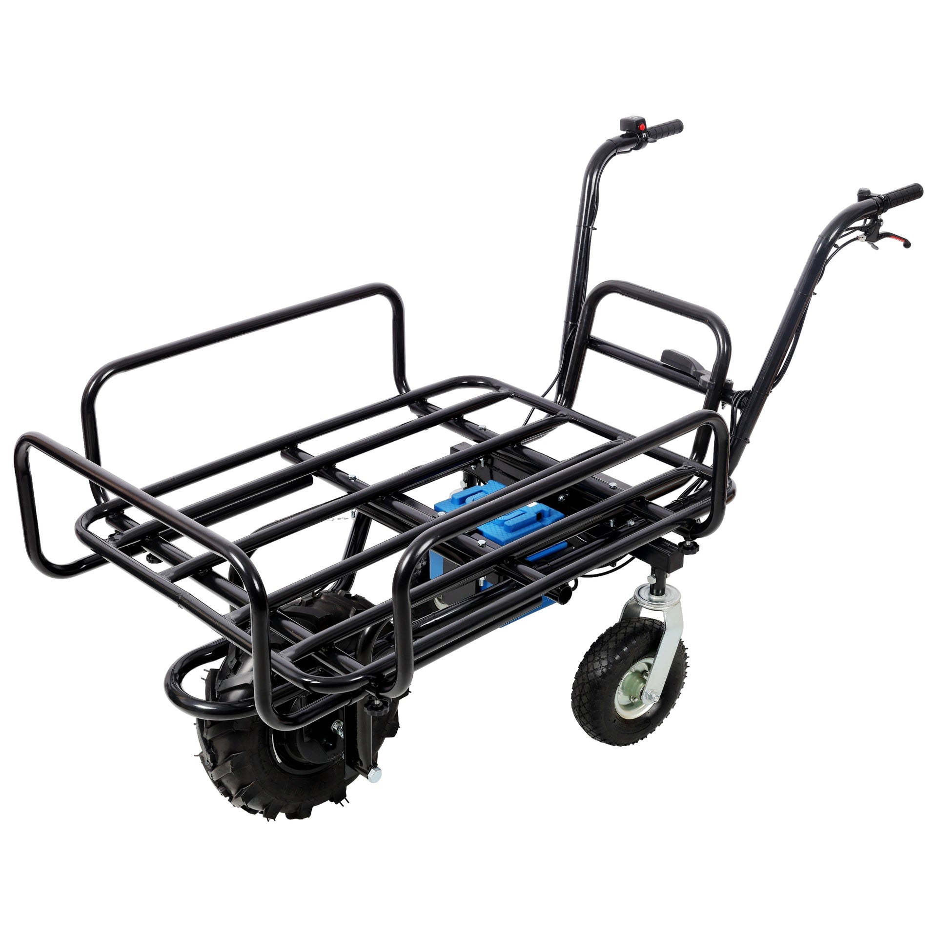 Electric Transportation Cart, 24V DC 350W Motor Powered Utility Garden Wagon Dump Cart, 265 lbs Load Capacity with Metal Handle & 16" Track Wheels, Yard Cart & Wagons for Lawn
