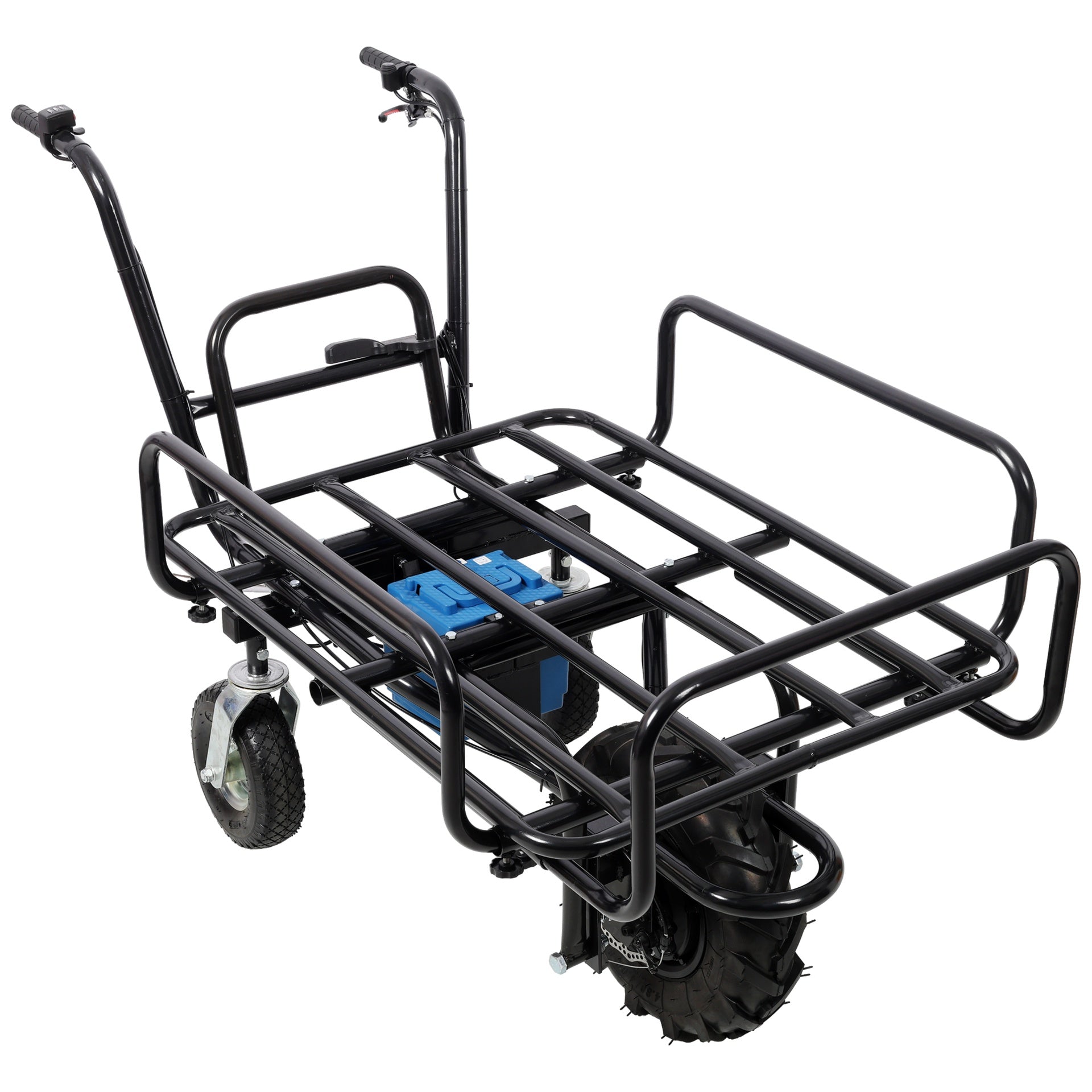 Electric Transportation Cart, 24V DC 350W Motor Powered Utility Garden Wagon Dump Cart, 265 lbs Load Capacity with Metal Handle & 16" Track Wheels, Yard Cart & Wagons for Lawn