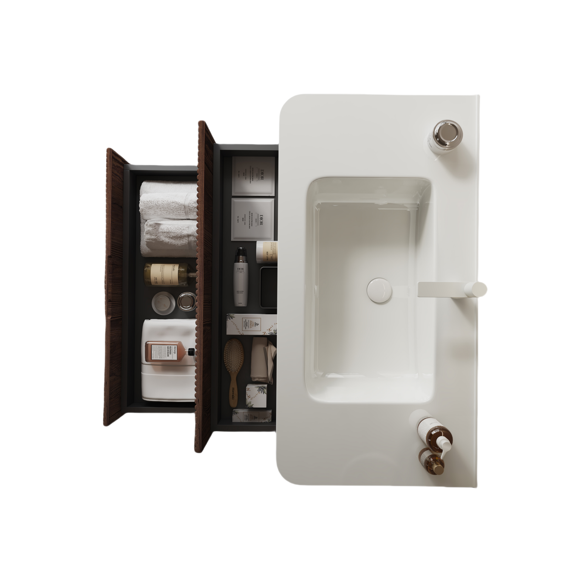 NOOR 36" Bathroom Sink without Cabinet, White Ceramic Basin