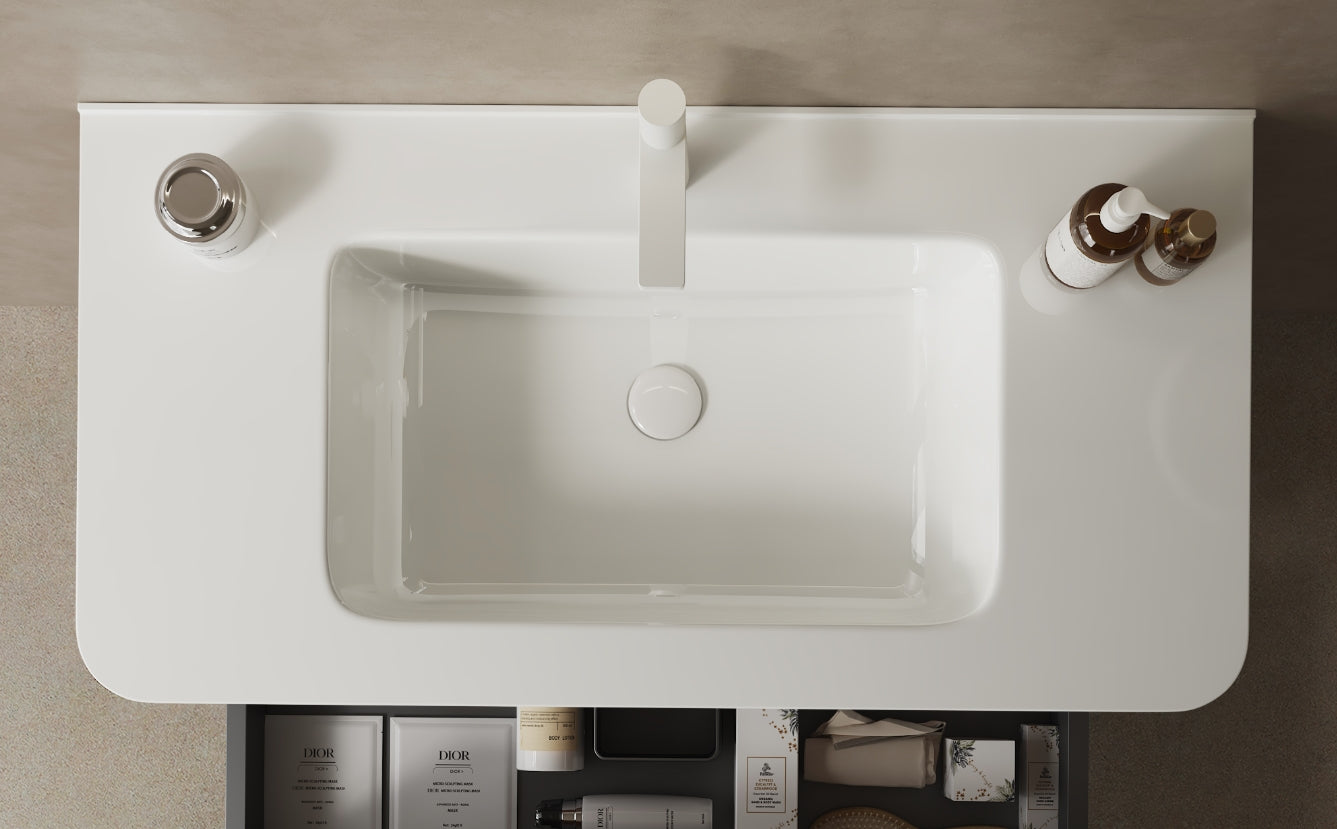 NOOR 36" Bathroom Sink without Cabinet, White Ceramic Basin