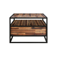 Ulera Rectangle Coffee Table with Shelf in Acacia and Black Metal