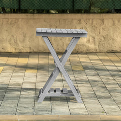 Summit Ridge Fully Assembled All-Weather Recycled HDPE Outdoor Folding Bar table, Grey
