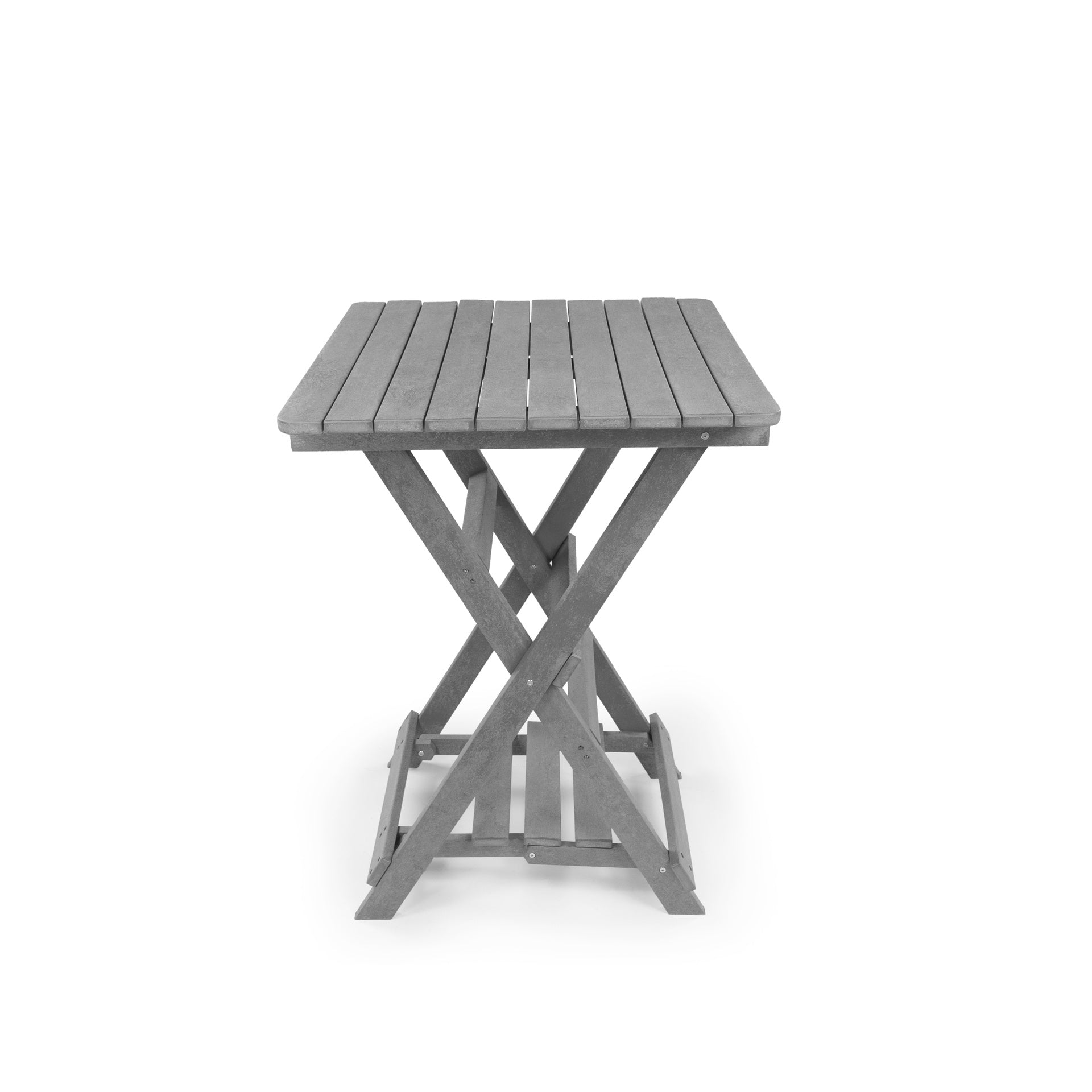 Summit Ridge Fully Assembled All-Weather Recycled HDPE Outdoor Folding Bar table, Grey
